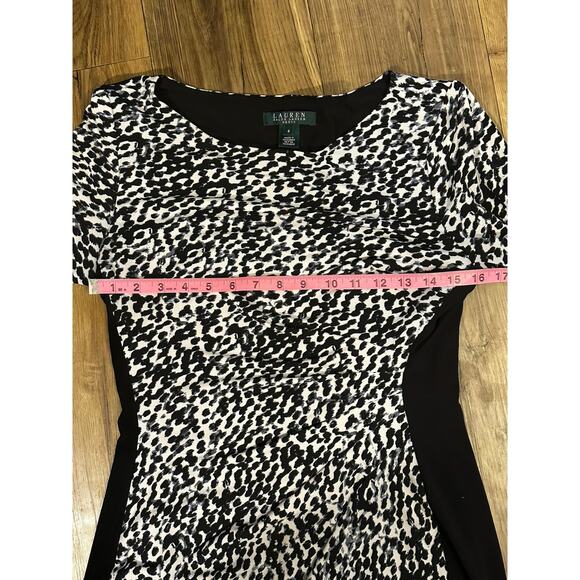 Lauren Ralph Lauren Black White Sheath Dress | Women S | Colorblock Midi - Picture 6 of 9